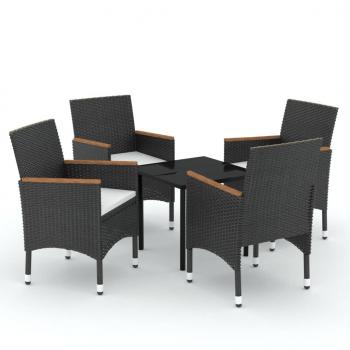 5-tlg. Garten-Essgruppe mit Kissen Schwarz