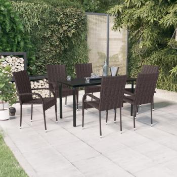 ARDEBO.de - 7-tlg. Garten-Essgruppe Braun und Schwarz