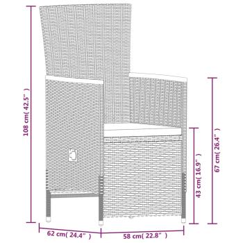 7-tlg. Garten-Essgruppe mit Auflagen Beige