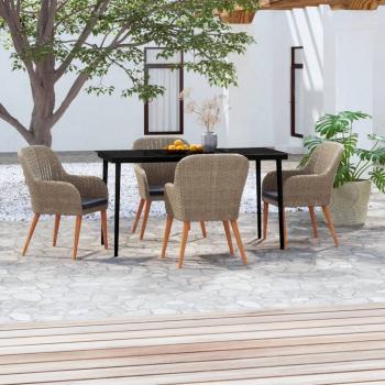 ARDEBO.de - 5-tlg. Garten-Essgruppe mit Kissen Braun