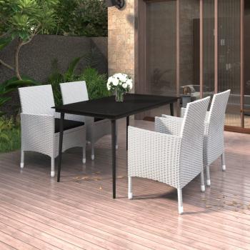 ARDEBO.de - 5-tlg. Garten-Essgruppe mit Auflagen Poly Rattan und Glas