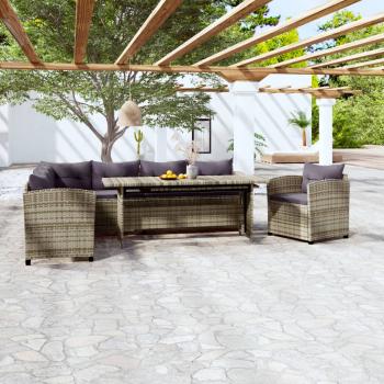 ARDEBO.de - 3-tlg. Garten-Lounge-Set mit Kissen Poly Rattan Grau