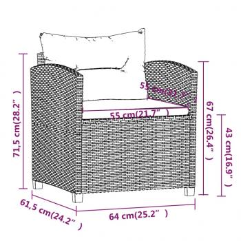 7-tlg. Garten-Lounge-Set mit Kissen Poly Rattan Grau