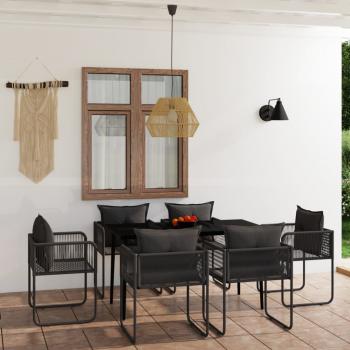 ARDEBO.de - 7-tlg. Garten-Essgruppe Schwarz