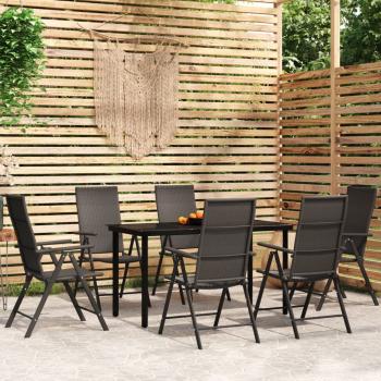 ARDEBO.de - 7-tlg. Garten-Essgruppe Schwarz