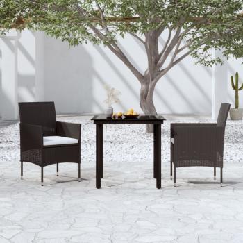 ARDEBO.de - 3-tlg. Garten-Essgruppe mit Kissen Schwarz