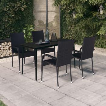 ARDEBO.de - 5-tlg. Garten-Essgruppe Schwarz