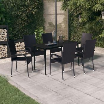 ARDEBO.de - 7-tlg. Garten-Essgruppe Schwarz
