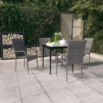 ARDEBO.de - 5-tlg. Garten-Essgruppe Grau und Schwarz
