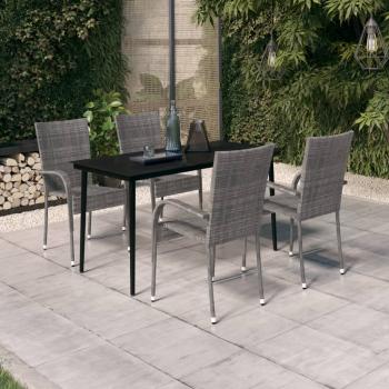 ARDEBO.de - 5-tlg. Garten-Essgruppe Grau und Schwarz