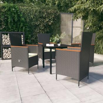 ARDEBO.de - 5-tlg. Garten-Essgruppe mit Kissen Schwarz