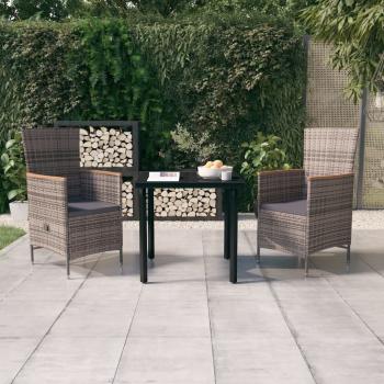 ARDEBO.de - 3-tlg. Garten-Essgruppe mit Kissen Grau
