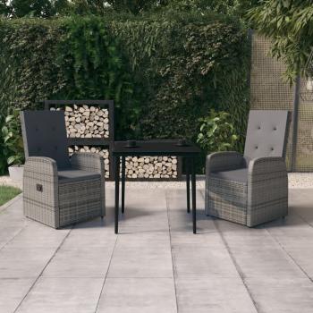 ARDEBO.de - 3-tlg. Garten-Essgruppe mit Kissen Grau