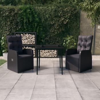 ARDEBO.de - 3-tlg. Garten-Essgruppe mit Kissen Schwarz