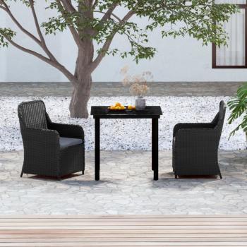 ARDEBO.de - 3-tlg. Garten-Essgruppe mit Kissen Schwarz