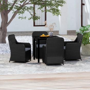 ARDEBO.de - 5-tlg. Garten-Essgruppe mit Kissen Schwarz