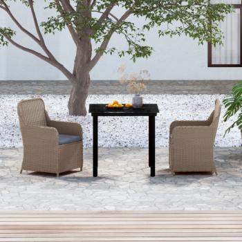 ARDEBO.de - 3-tlg. Garten-Essgruppe mit Kissen Braun