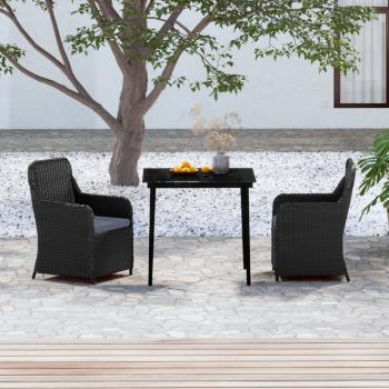 ARDEBO.de - 3-tlg. Garten-Essgruppe mit Kissen Schwarz