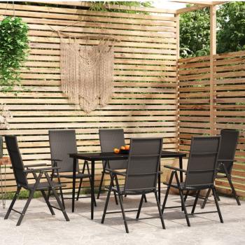 ARDEBO.de - 7-tlg. Garten-Essgruppe Schwarz