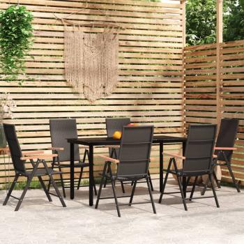 ARDEBO.de - 7-tlg. Garten-Essgruppe Schwarz