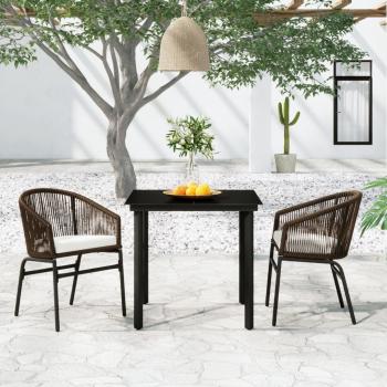 ARDEBO.de - 3-tlg. Garten-Essgruppe Braun