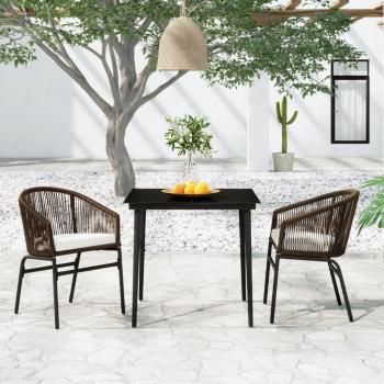 ARDEBO.de - 3-tlg. Garten-Essgruppe Braun