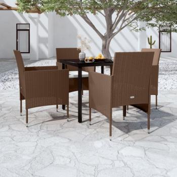 ARDEBO.de - 5-tlg. Garten-Essgruppe mit Kissen Braun und Schwarz