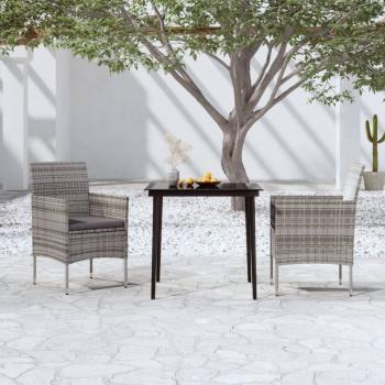 ARDEBO.de - 3-tlg. Garten-Essgruppe mit Kissen Grau und Schwarz