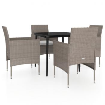 5-tlg. Garten-Essgruppe mit Kissen Beige und Schwarz