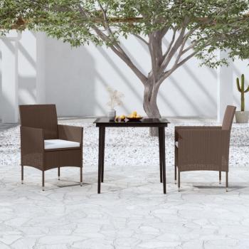 ARDEBO.de - 3-tlg. Garten-Essgruppe mit Kissen Braun und Schwarz