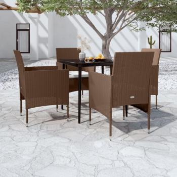 ARDEBO.de - 5-tlg. Garten-Essgruppe mit Kissen Braun und Schwarz