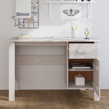 Schreibtisch HAMAR Weiß 113x50x75 cm Massivholz Kiefer