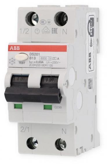 ARDEBO.de ABB DS201A-B13/0,03 FI/LS-Schalter 6kA, 2-polig, Typ A (2CSR255180R1135)