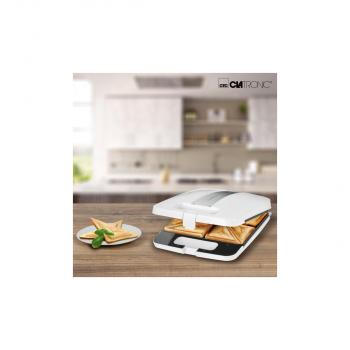 Clatronic ST 3629 Sandwichtoaster, 1400W, Antihaftbeschichtung, Dreieckige Sandwichplatten, weiß/edelstahl (263736)