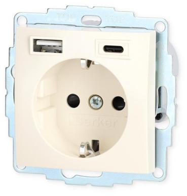 Berker 48048982 Steckdose SCHUKO/USB A-C S.1, weiß glänzend