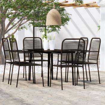 ARDEBO.de - 7-tlg. Garten-Essgruppe Schwarz