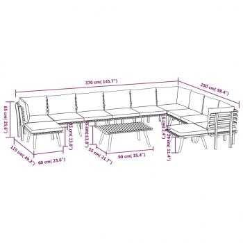 12-tlg. Garten-Lounge-Set mit Kissen Massivholz Akazie