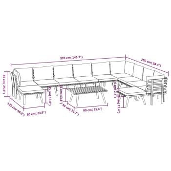 12-tlg. Garten-Lounge-Set mit Kissen Massivholz Akazie