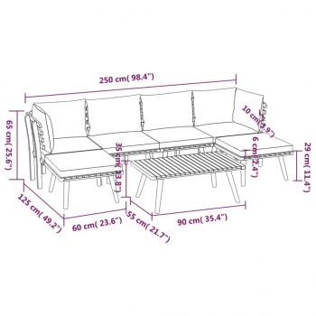 7-tlg. Garten-Lounge-Set mit Kissen Massivholz Akazie