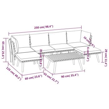 7-tlg. Garten-Lounge-Set mit Kissen Massivholz Akazie
