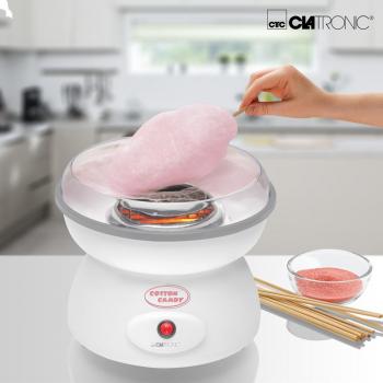 Clatronic ZWM 3478 Zuckerwatte-Maker, 500W, transparenter Spritzschutz, weiß (261661)