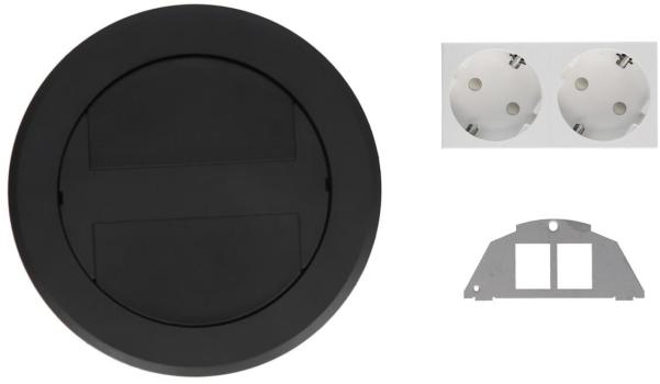 Hager BSR02D03 Installationsdose R02, 2x SCHUKO, Keystone Typ 01 2-f, Kunststoff Klappdeckel