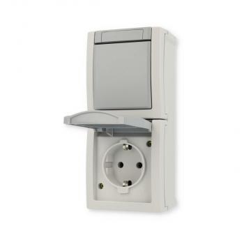 HHG 90591098-DE Komb. Steckdose/Wechselschalter, Pacific, Grau
