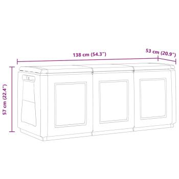 Garten Aufbewahrungsbox 138x53x57 cm 330 L Dunkelgrau Schwarz