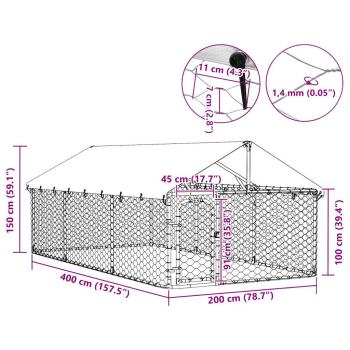 Outdoor-Hundezwinger mit Dach 400x200x150 cm