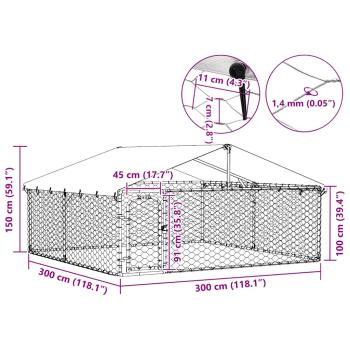 Outdoor-Hundezwinger mit Dach 300x300x150 cm