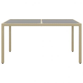 5-tlg. Garten-Essgruppe Poly Rattan und Hartglas Beige