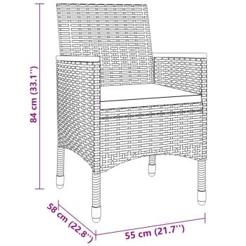 5-tlg. Garten-Essgruppe Poly Rattan und Hartglas Schwarz