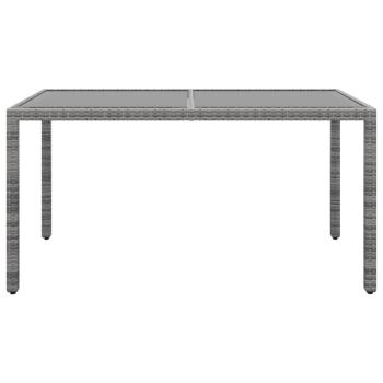 7-tlg. Garten-Essgruppe Poly Rattan und Hartglas Grau