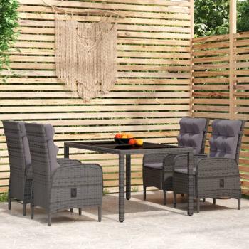 ARDEBO.de - 5-tlg. Garten-Essgruppe Poly Rattan Grau